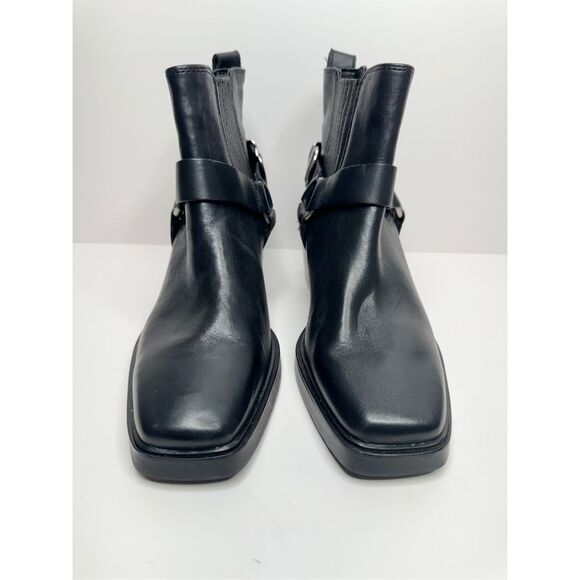 Sam Edelman Boots Size 6.5 Bellamie Black Leather Harness Pull-On Ankle Booties - Picture 5 of 13